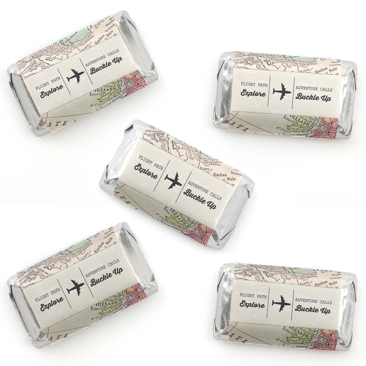 Big Dot of Happiness World Awaits - Mini Candy Bar Wrapper Stickers - Travel Themed Party Small Favors - 40 Count